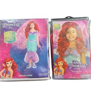Disney Ariel Princess Costume + Wig, Girls 8-10, NWT